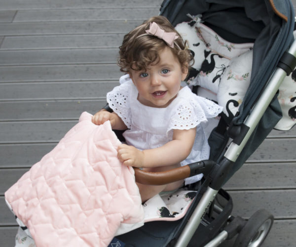 Organic Jersey Stroller Pad - Magic Owl Minky - Powder Pink - Image 5