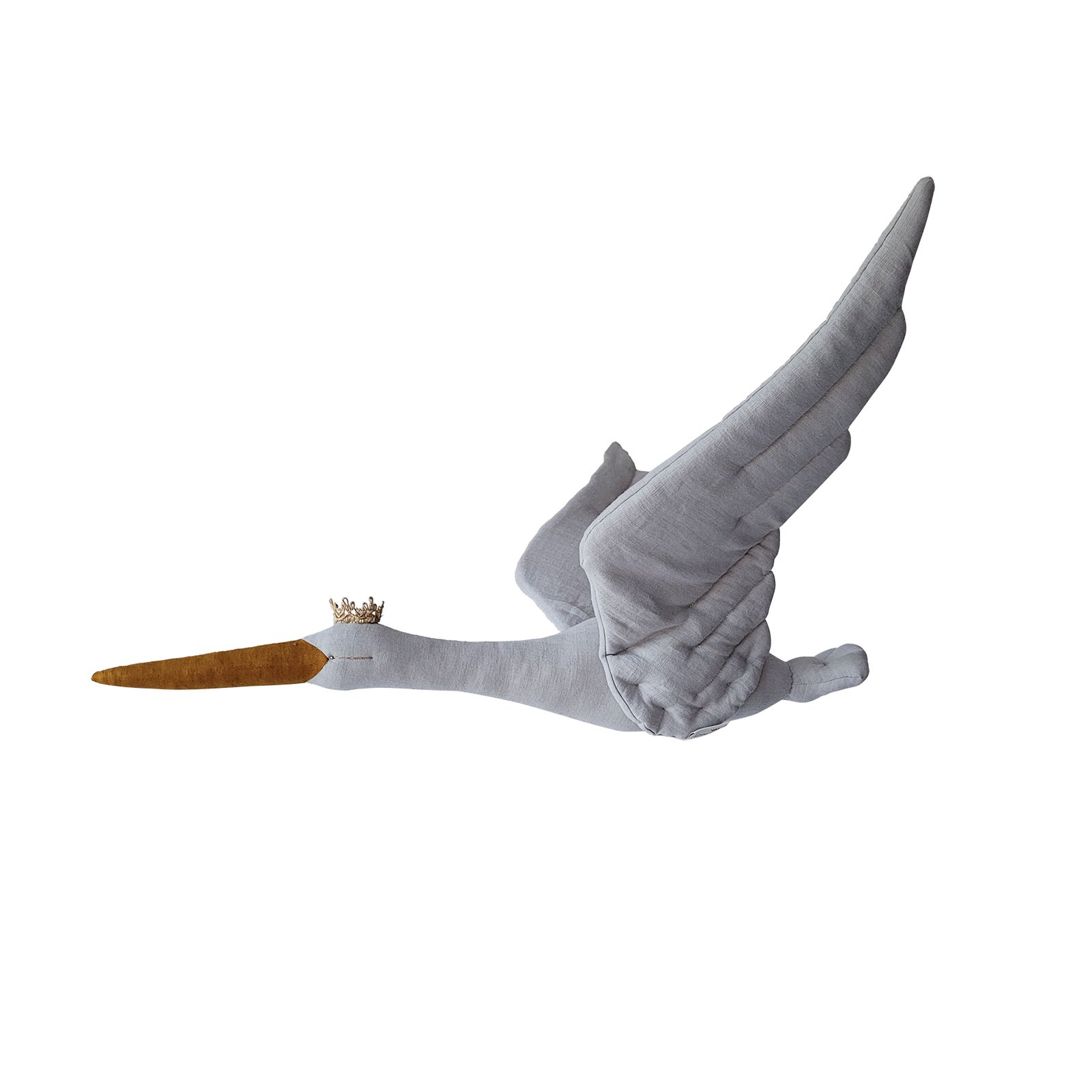 The Grey Linen Stork With the Crown - Love Me Decoration