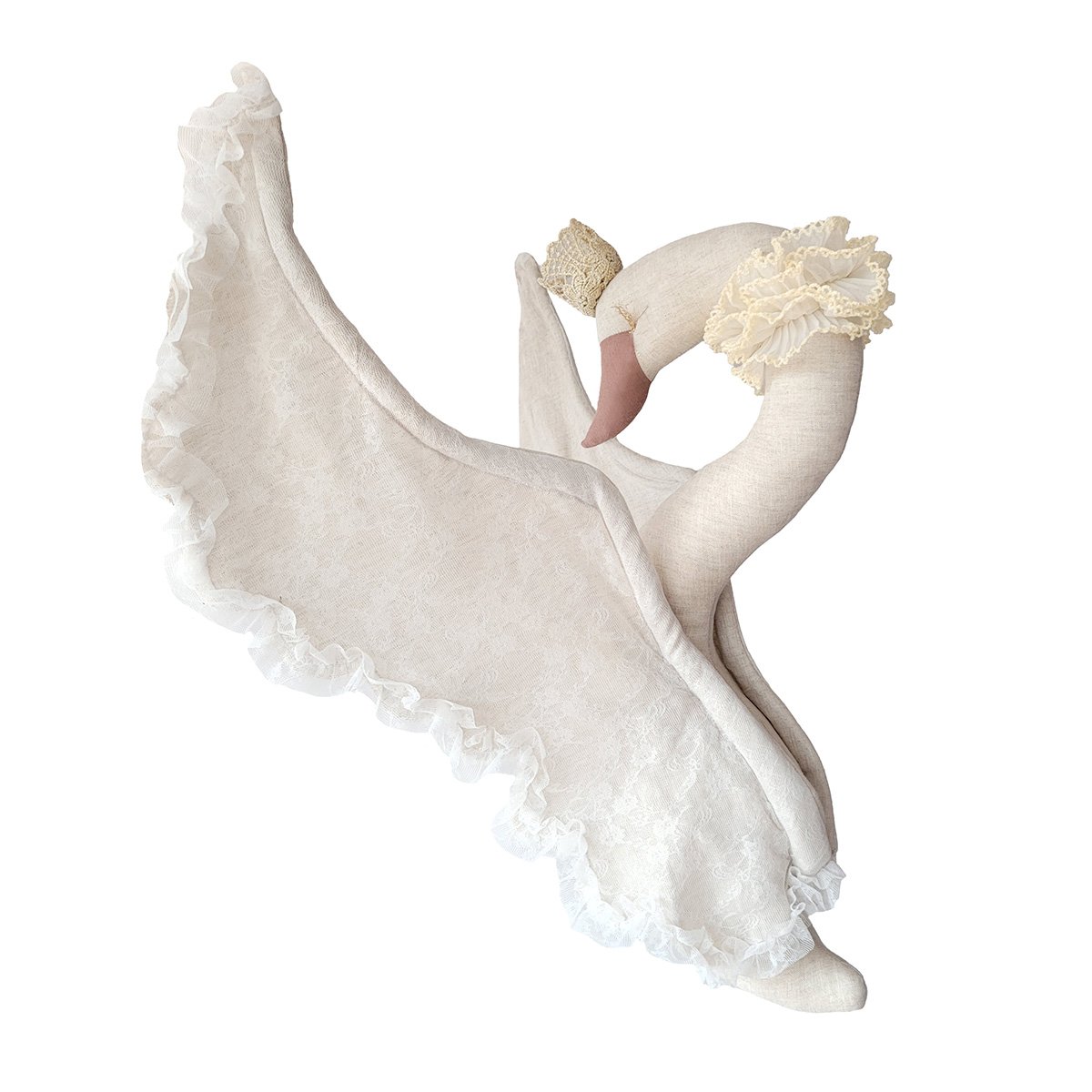 The Linen Swan With Lace – Beige – Love Me Decoration