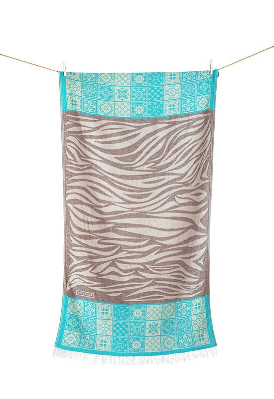 Mathraki Pestemal – Chocolate & Turquoise