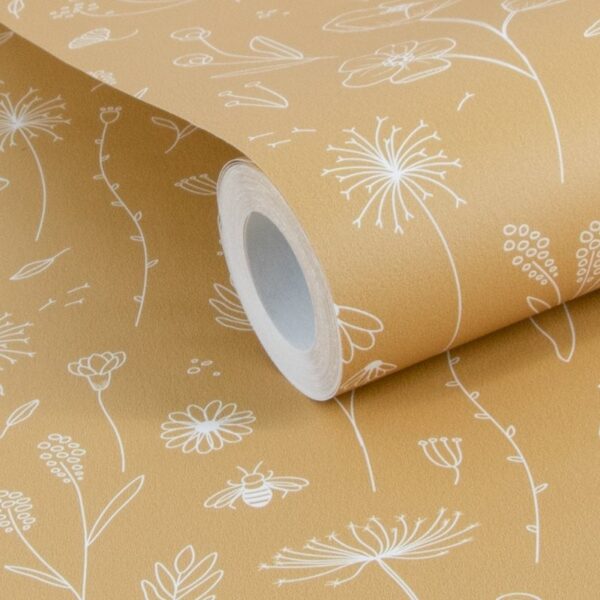Ταπετσαρία Τοίχου Wild flowers Ochre - Little Dutch