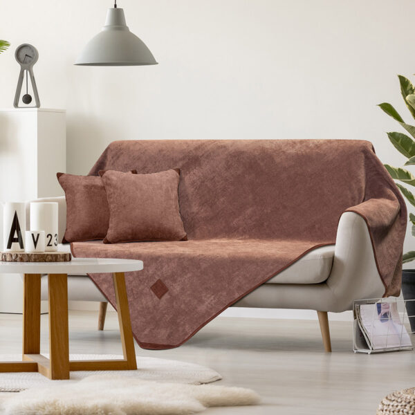 Micro Velour Ριχτάρι Art 8405 Κεραμιδί
