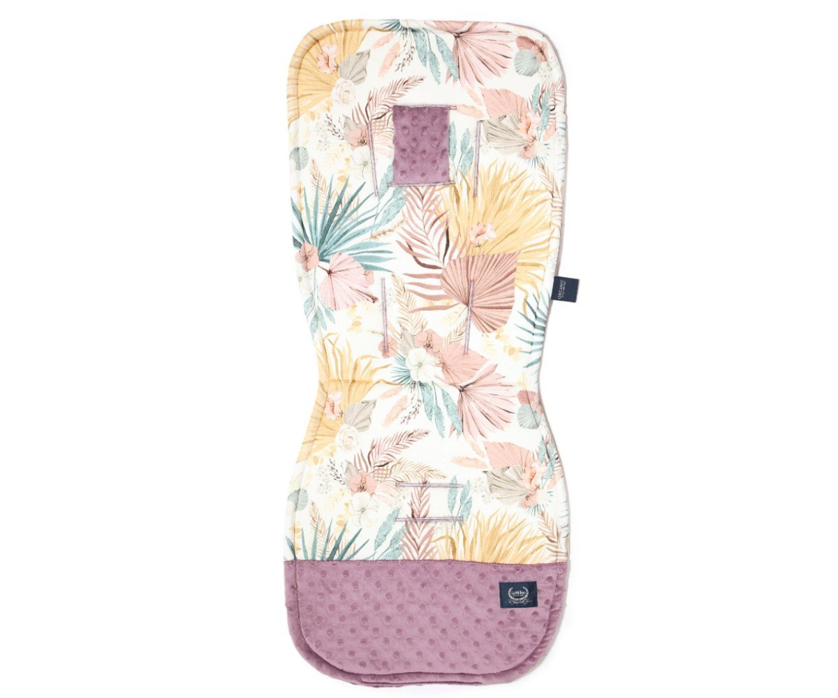 Organic Jersey Stroller Pad - Boho Palms Light - Minky French Lavender