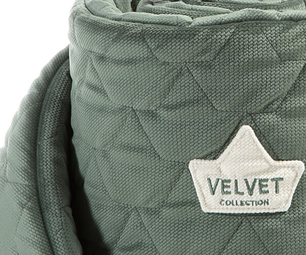 Velvet Πάντα Κούνιας Khaki με Pattern Κορώνας