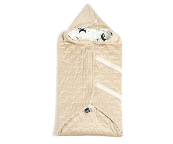 Organic Jersey Car Seat Blanket (Διπλής Όψης - 3 Σημείων) - Bright Luna - Sand - Image 2