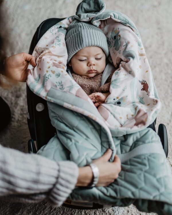 Organic Jersey Car Seat Blanket (Διπλής Όψης - 3 Σημείων) - Bright Luna - Sand - Image 3