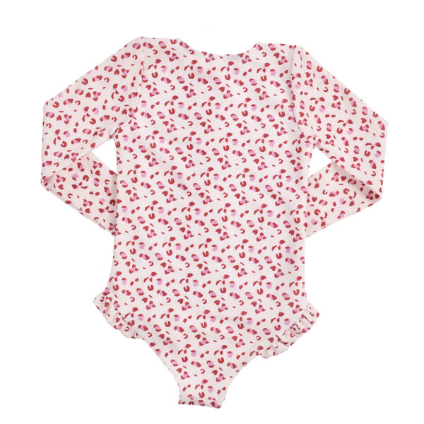 Old Pink Leopard Ολόσωμο Μαγιό Με Μακριά Μανίκια
