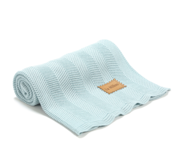 Herringbone Κουβέρτα Bamboo Ice με σχέδιο ψαροκόκκαλο, από 100% bamboo σε διάσταση 80x90 cm και χρώμα σιέλ