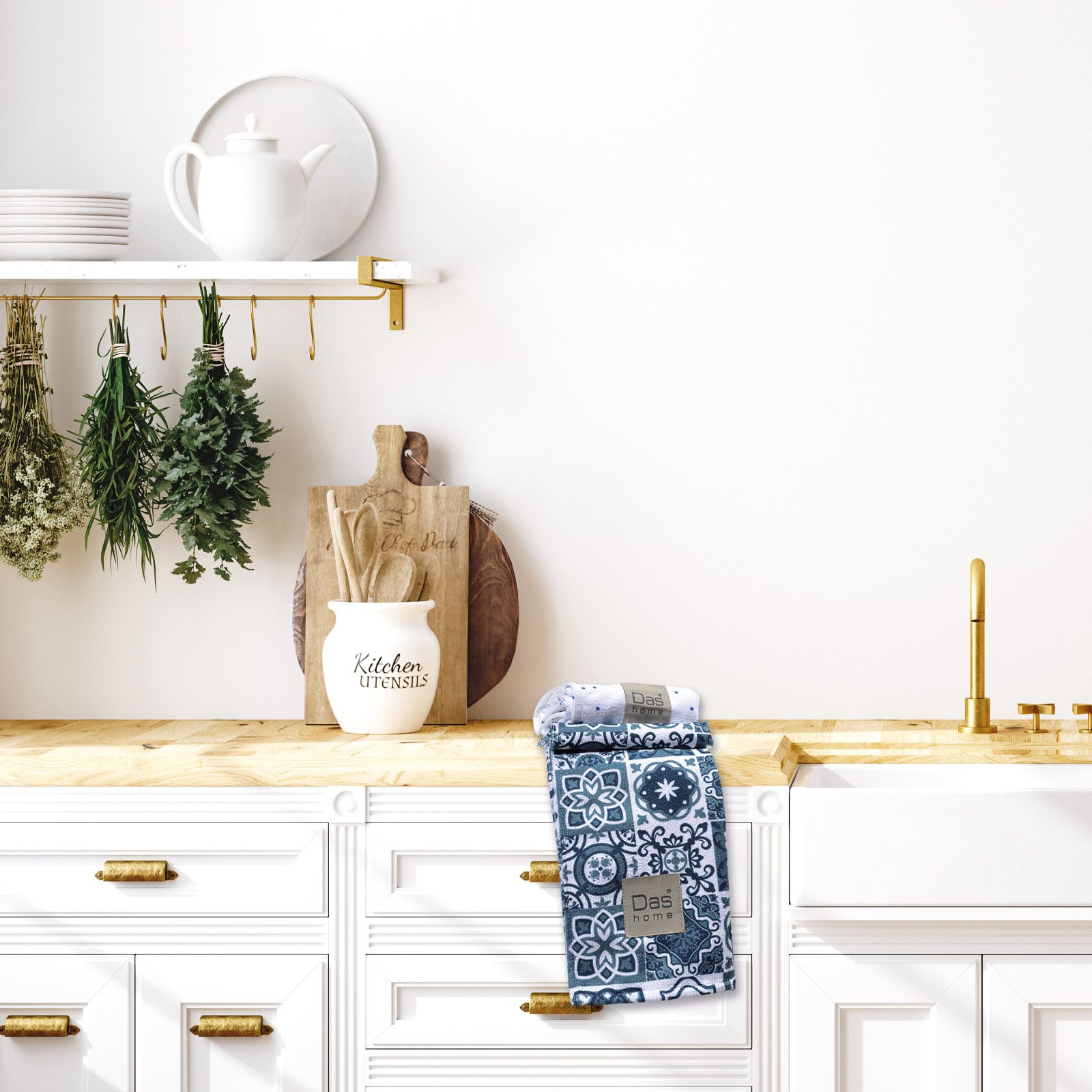 Σετ Ποτηρόπανα 0633 2τμχ απλωμένα στον πάγκο της κουζίνας