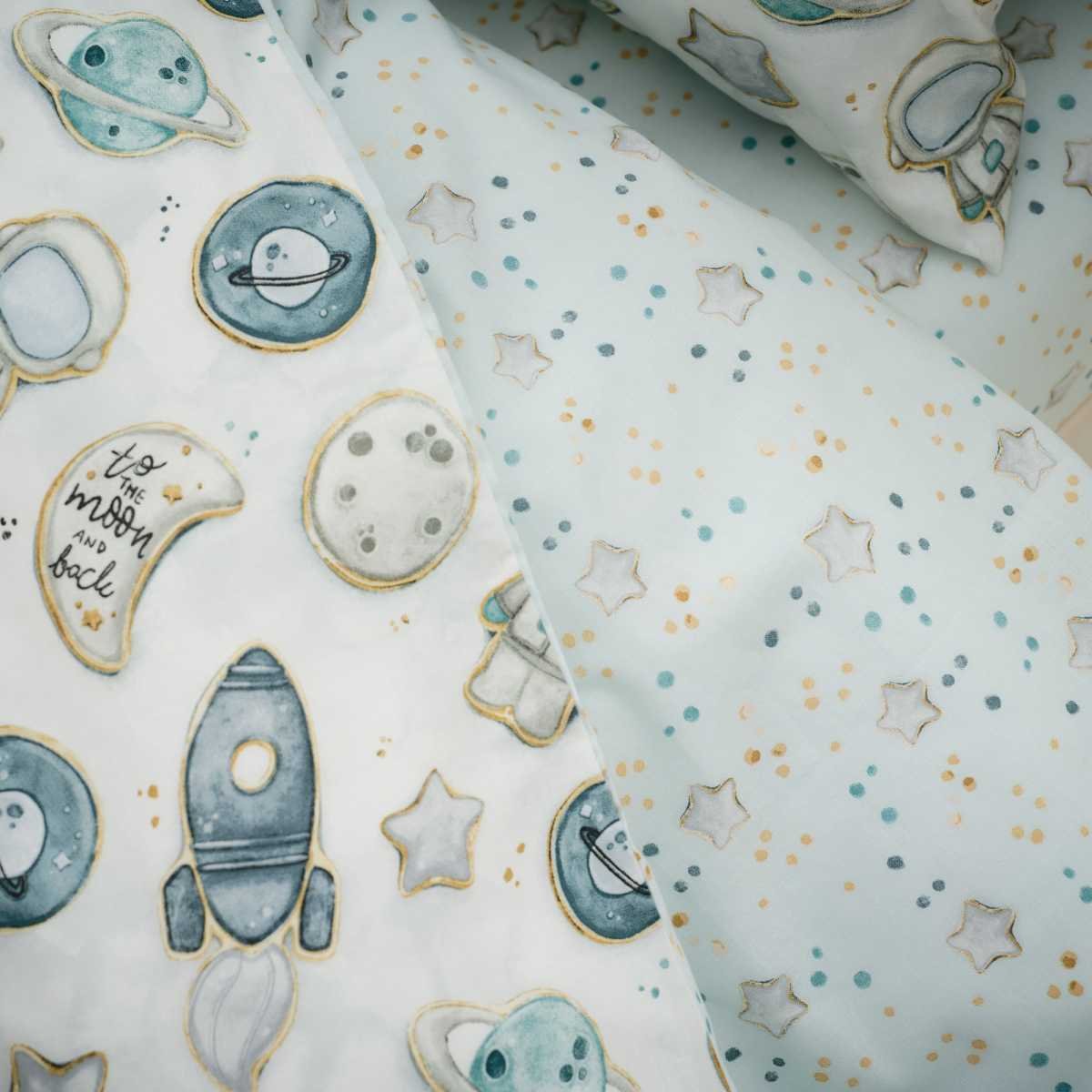 Astronaut Σετ Βρεφικά Σεντόνια στρωμένα σε κούνια