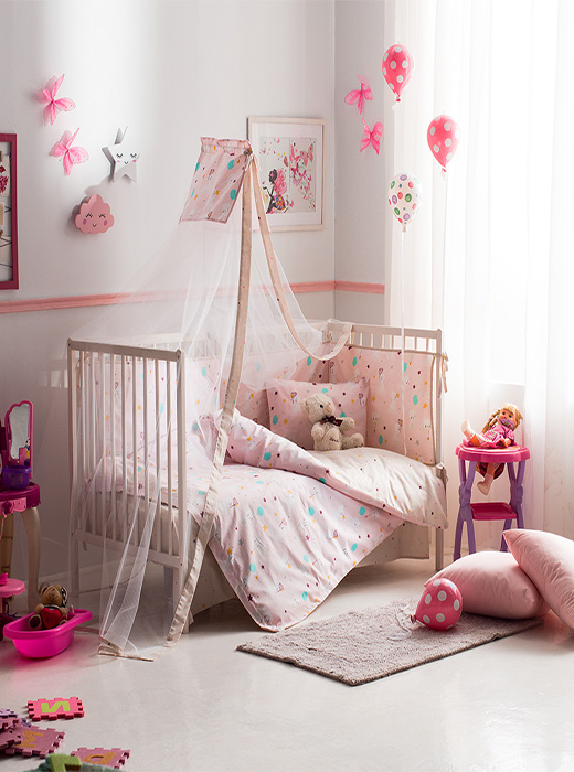 Cat Σετ Βρεφικά Σεντόνια στρωμένα σε κούνια