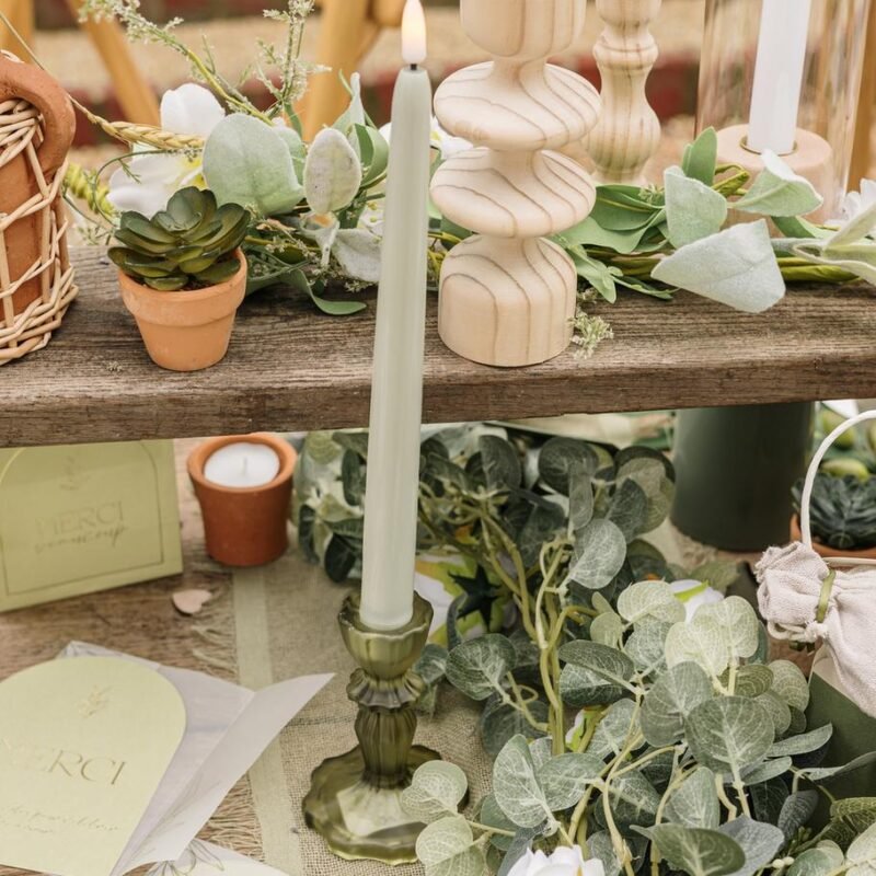 Γυάλινο Κηροπήγιο-Ματ Λαδί