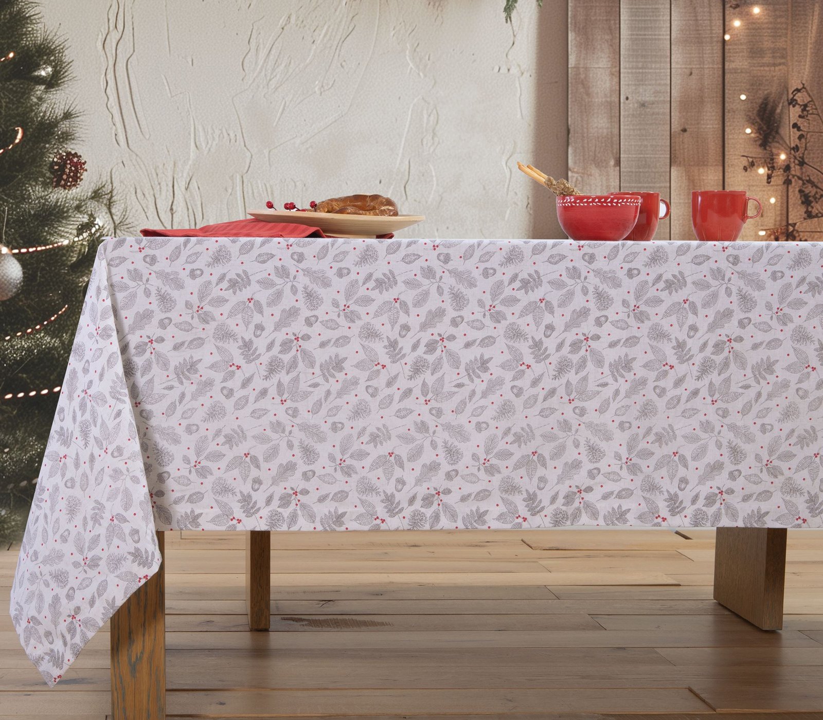 Xmass Plant Τραπεζομάντηλο 3 Διαστάσεις στρωμένο σε τραπέζι
