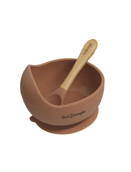Μπολ Σιλικόνης Με Βεντούζα Και Κουτάλι Terracotta