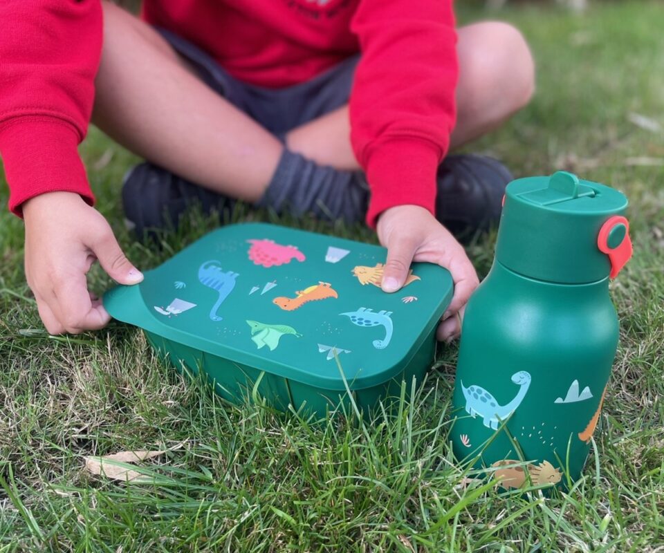 Dino Gift Set, το οποίο κρατάει ένα παιδάκι