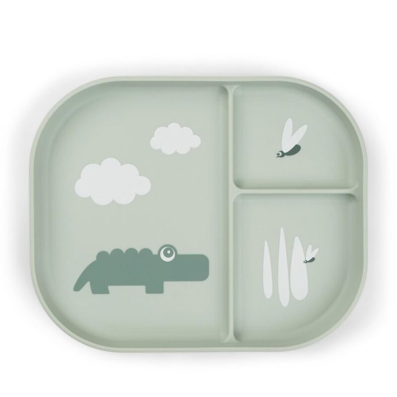 Happy Clouds Croco Παιδικό Πιάτο Με Χωρίσματα Green