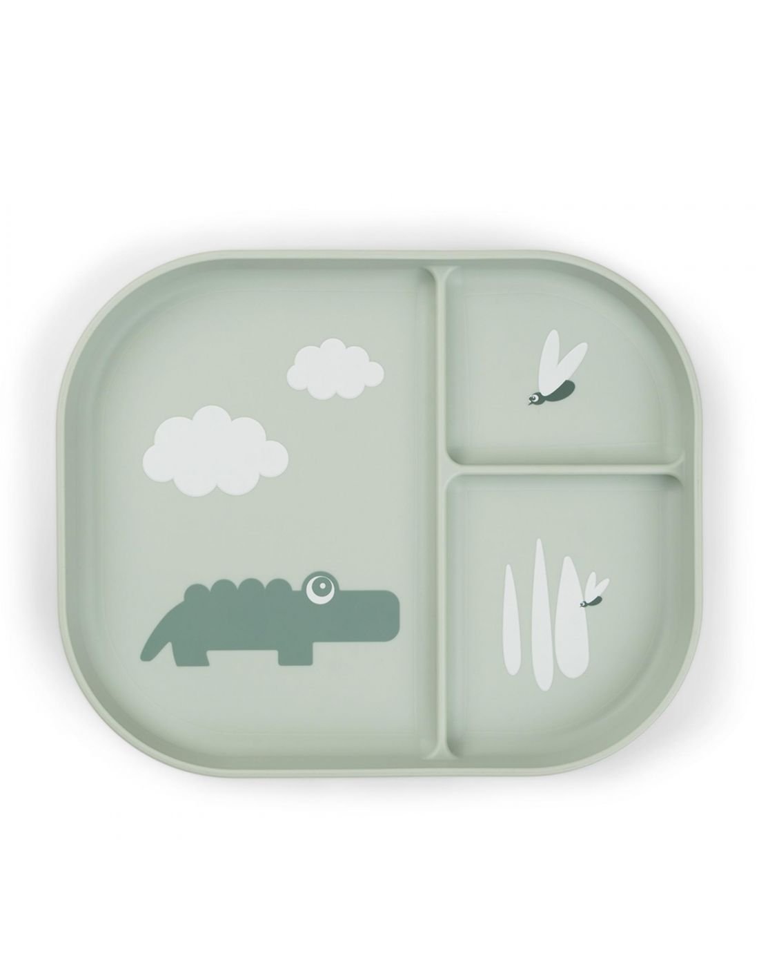 Happy Clouds Croco Παιδικό Πιάτο Με Χωρίσματα Green