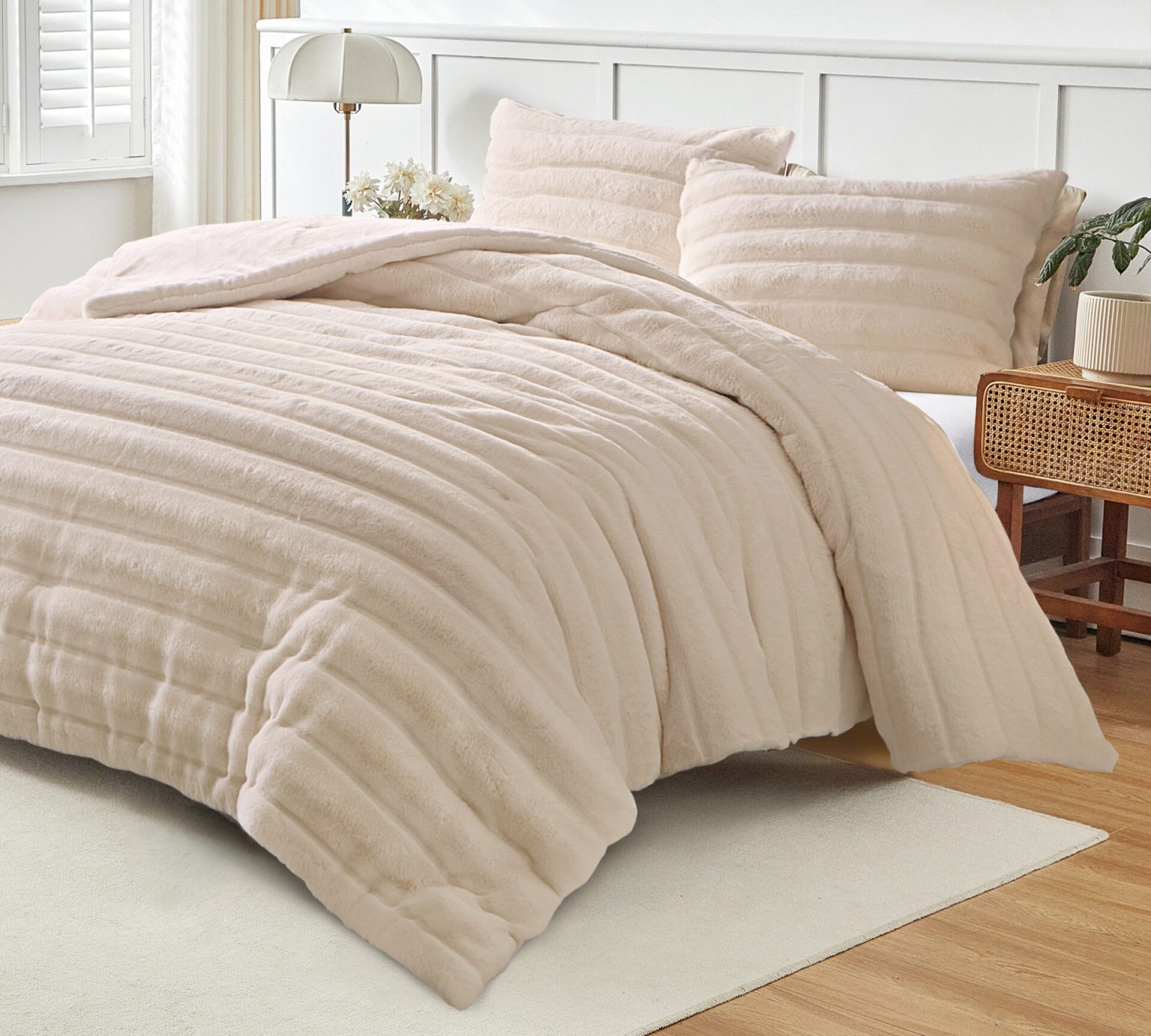 Volcano Κουβερτοπάπλωμα Υ/Δ Taupe στρωμένο σε κρεβάτι