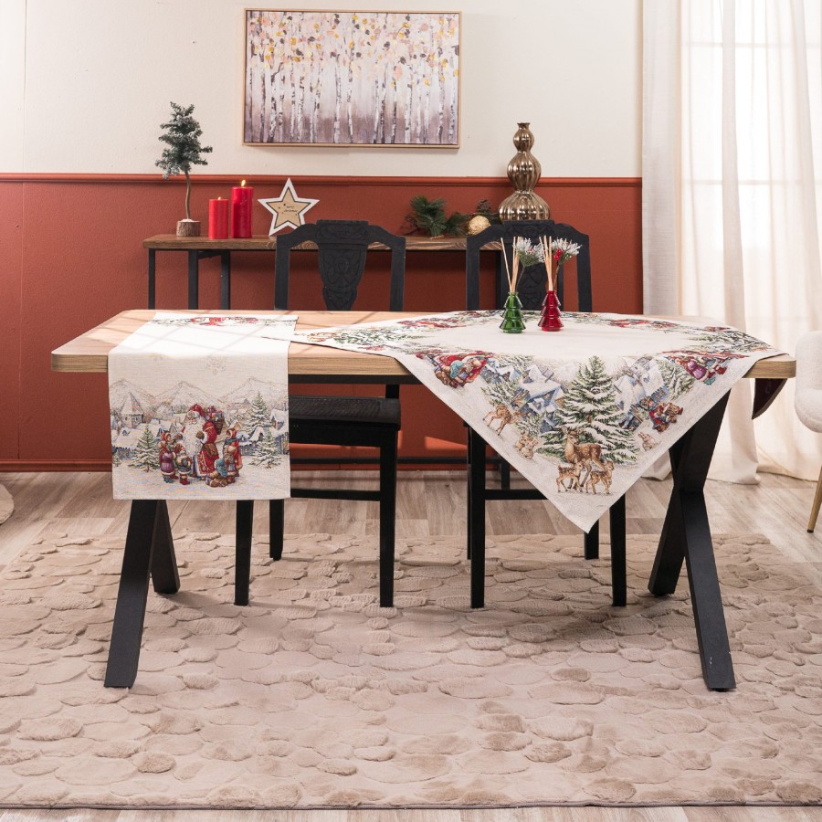 Emden Σετ Καρέ Runner 2τμχ στρωμένο σε τραπέζι