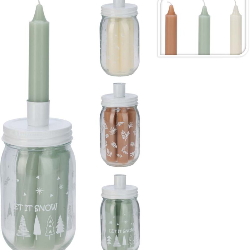 Κερί με Κηροπήγιο σε Βάζο 3 Χρώματα