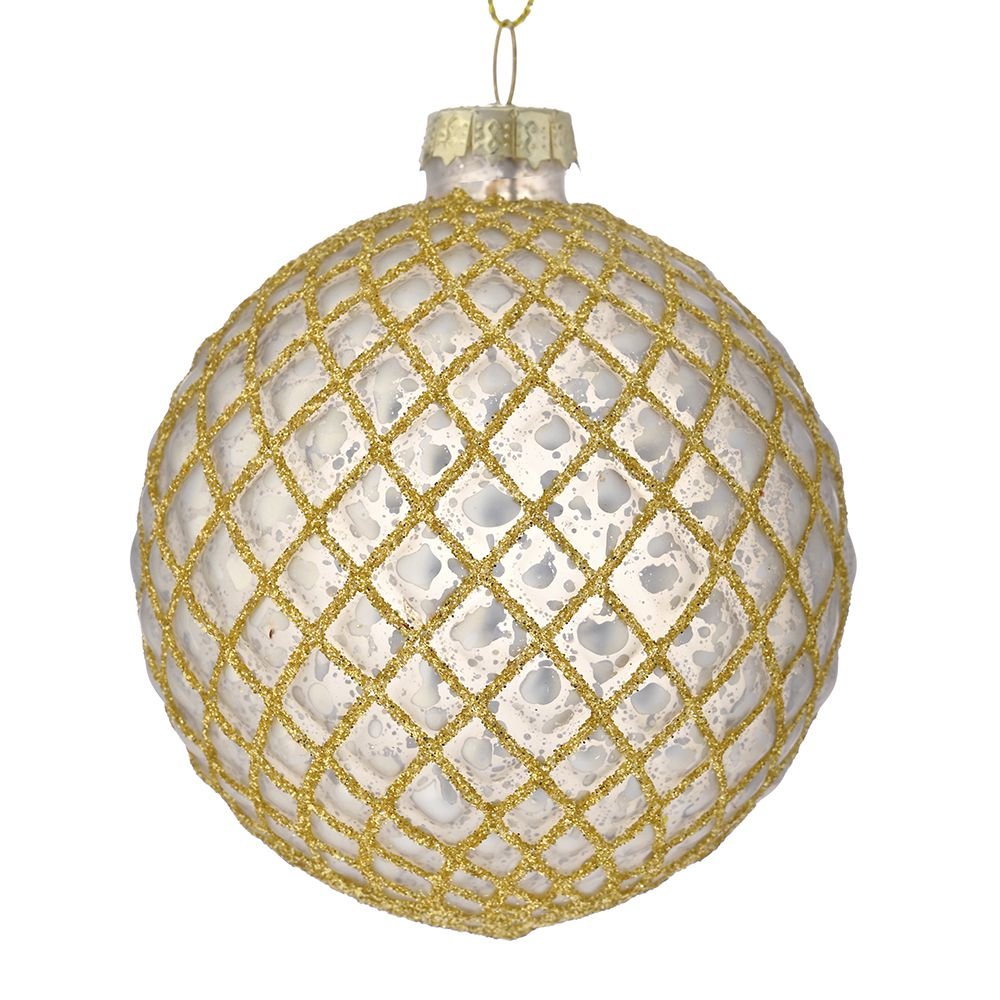 Σετ Χριστουγεννιάτικη Μπάλα 6τμχ Χρυσή-Λευκή