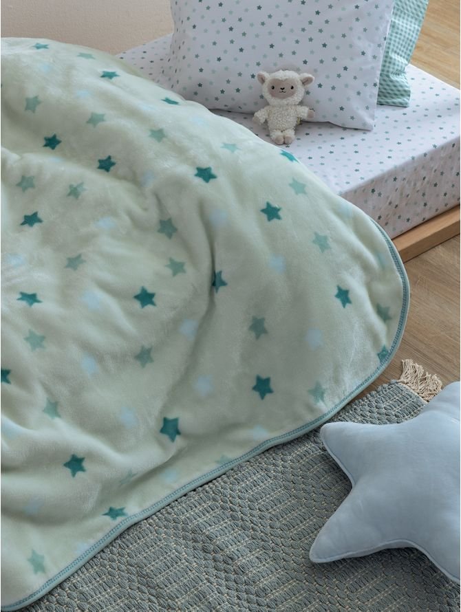 BV-729 Βρεφική Κουβέρτα Αγκαλιάς στρωμένη σε κρεβάτι