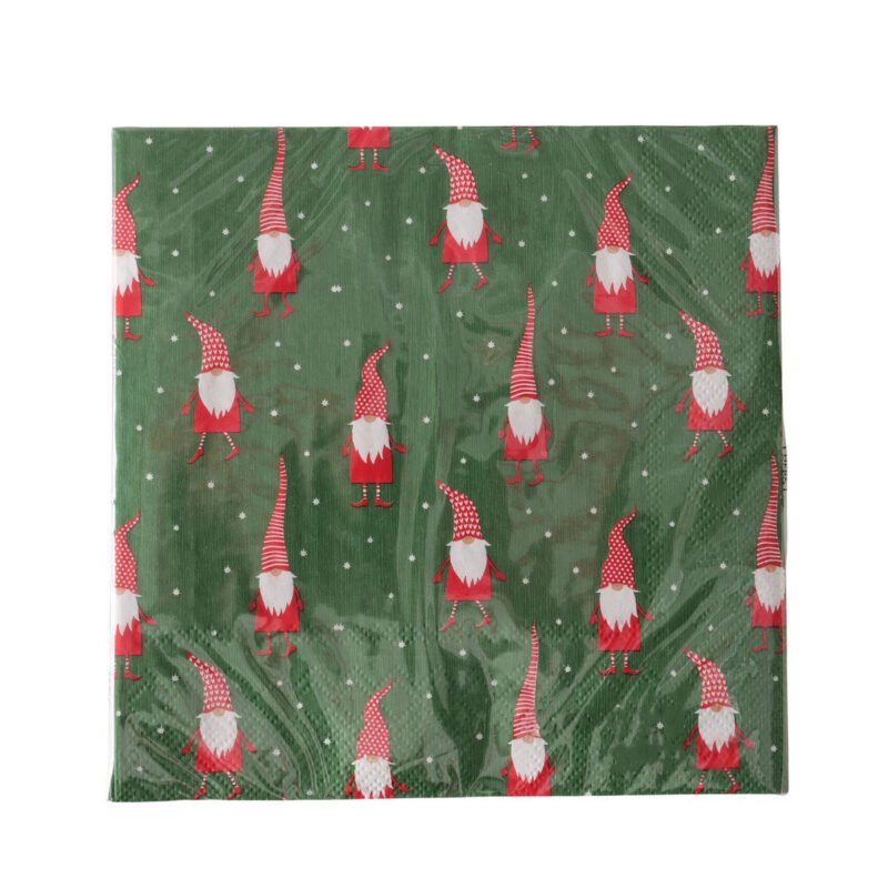Kurt Χαρτοπετσέτες Πράσινο Με Κόκκινα Ξωτικά 20τμχ