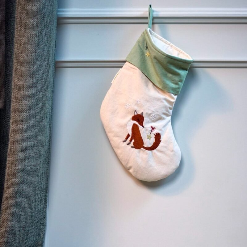 Wonderful Winter Fox Embroidered Stocking