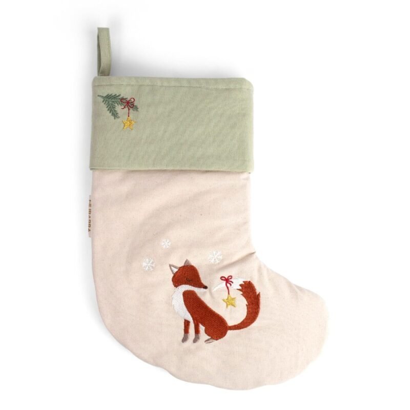 Wonderful Winter Fox Embroidered Stocking