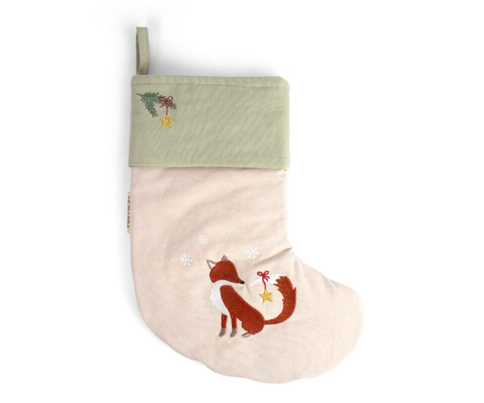 Wonderful Winter Fox Embroidered Stocking