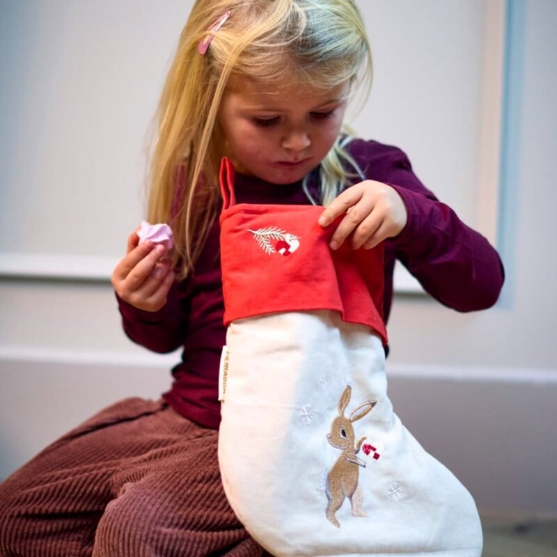 Wonderful Winter Hare Embroidered Stocking