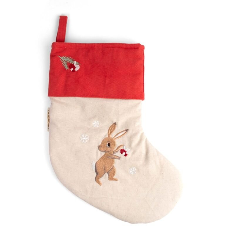 Wonderful Winter Hare Embroidered Stocking