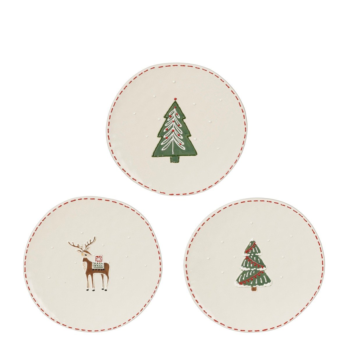 Δέντρο Ελάφι Χριστουγεννιάτικο Πιάτο 3 Σχέδια