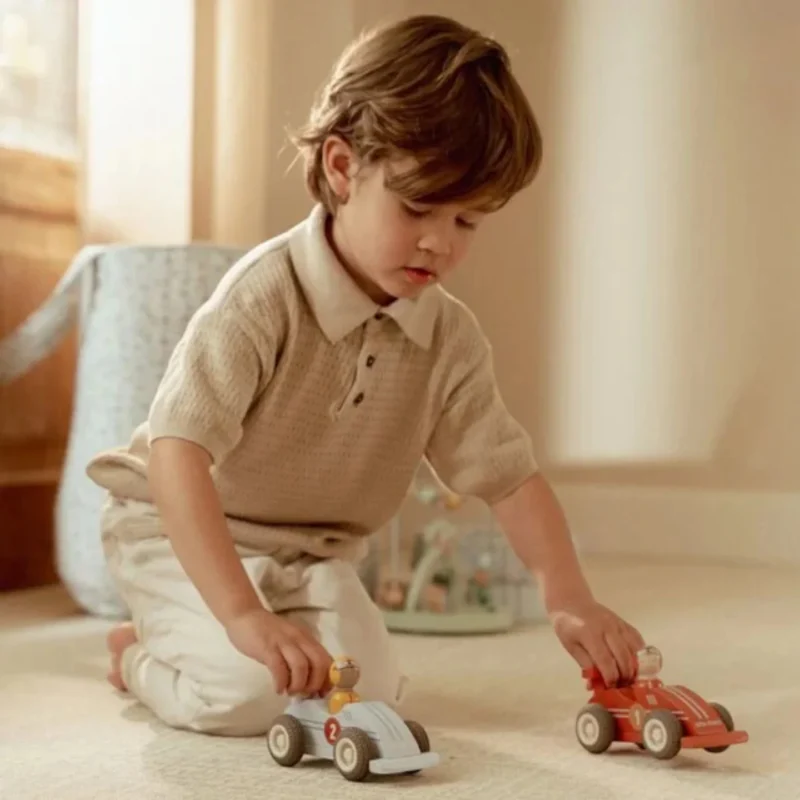 Ξύλινα Αγωνιστικά Αυτοκινητάκια Pull-Back FSC