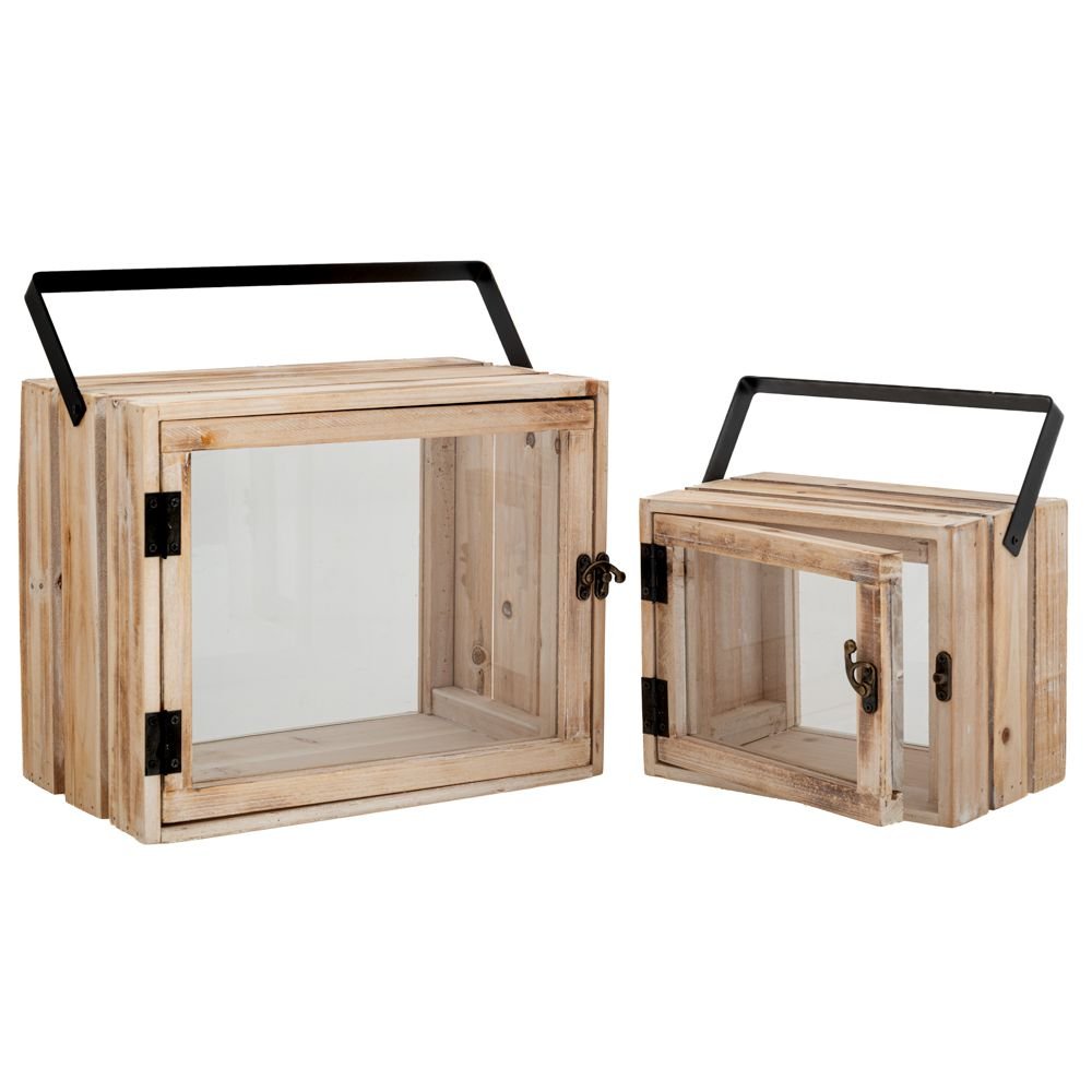 Σετ 2 Φανάρια Με Μαύρο Χερούλι