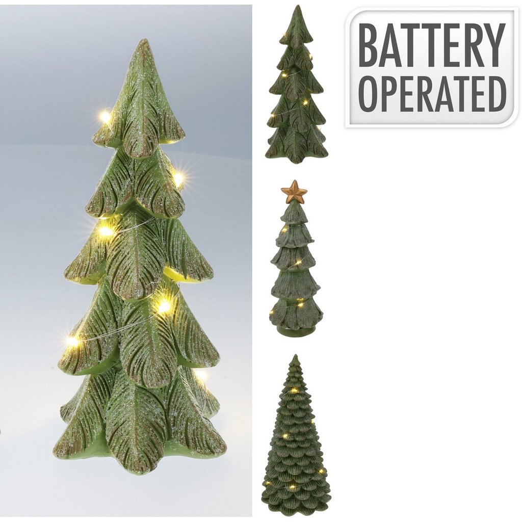 Χριστουγεννιάτικο Κεραμικό Δεντράκι Με Led Πράσινο