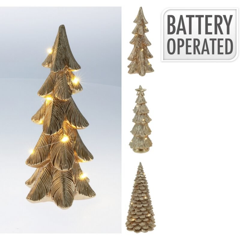 Χριστουγεννιάτικο Κεραμικό Δεντράκι Με Led Χρυσό