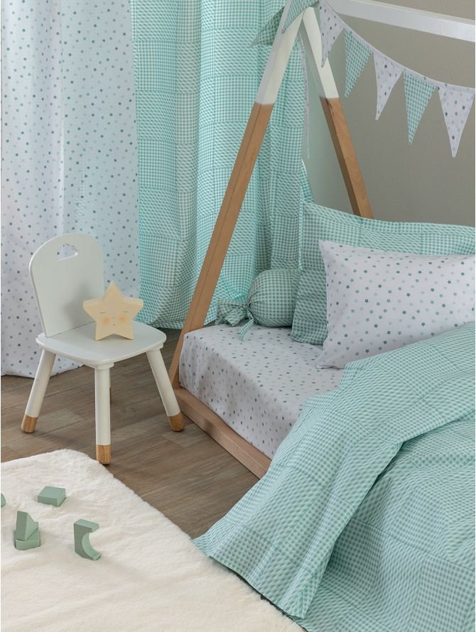 BB100 Σεντόνι Κούνιας Aqua στρωμένα σε κρεβάτι