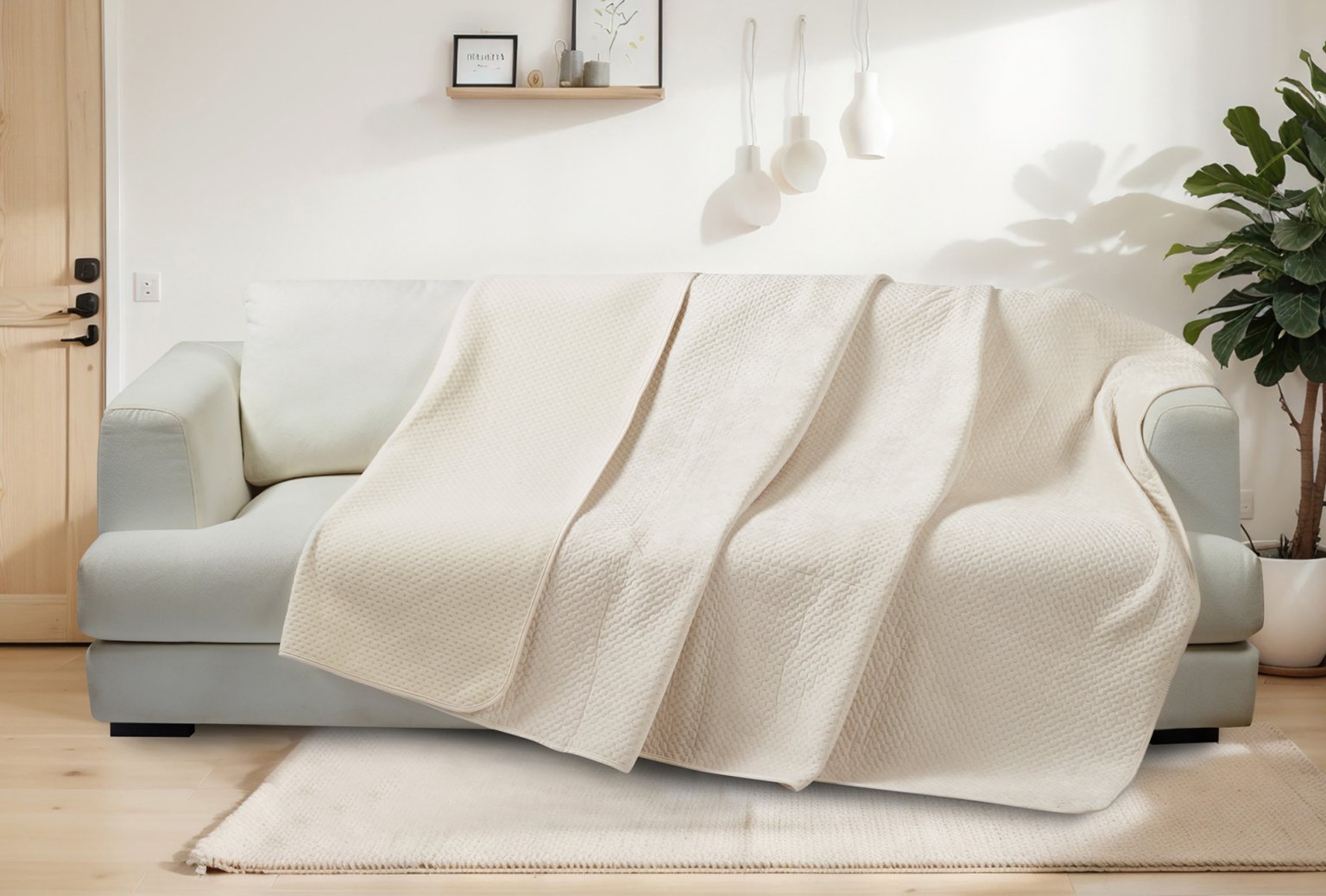 Element Ριχτάρι Off White 2 Διαστάσεις απλωμένο σε καναπέ