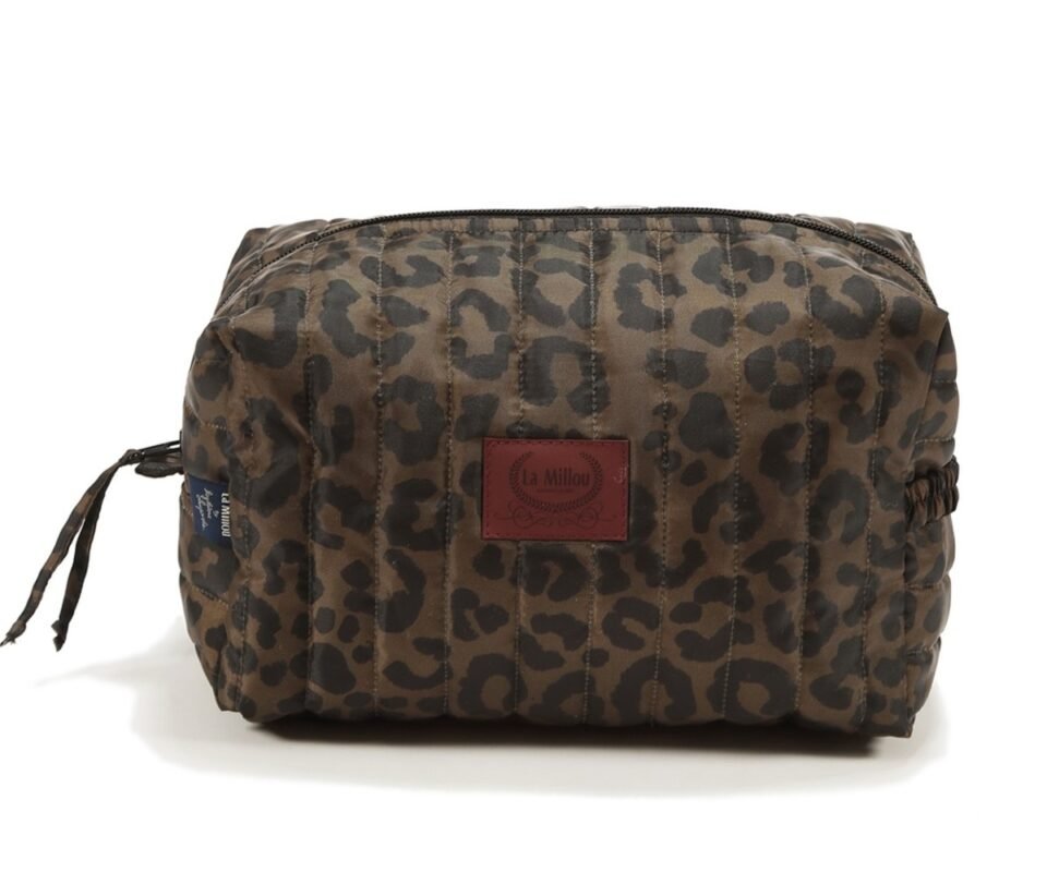 Leopard Mollet Nylon Cosmetic Bag Choco