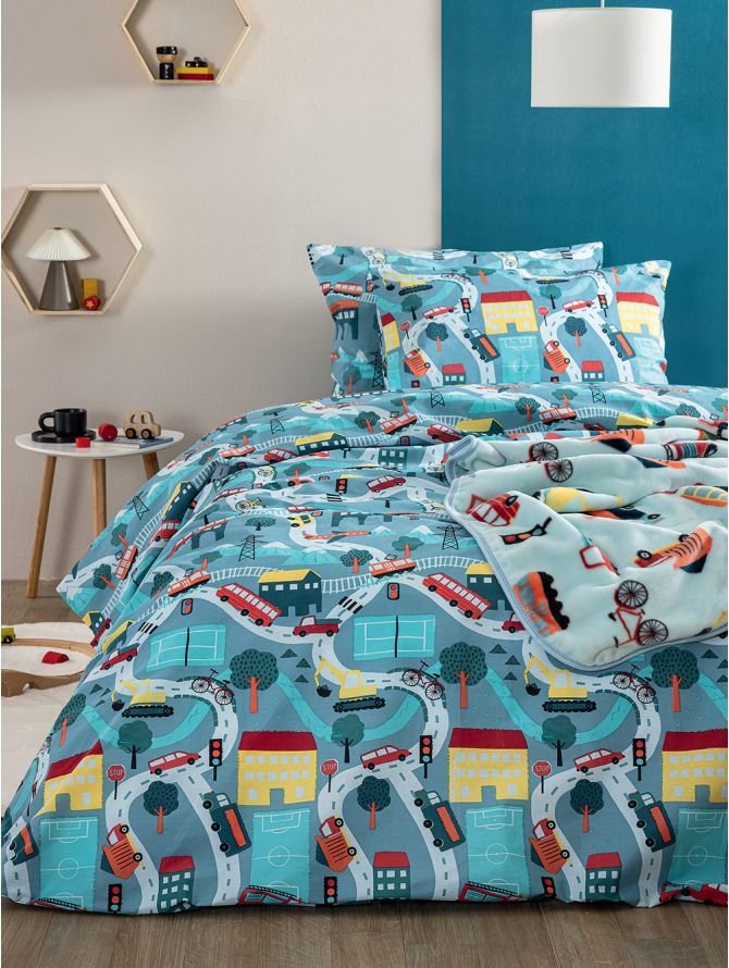 MK771 Πάπλωμα Μονό στρωμένο σε κρεβάτι