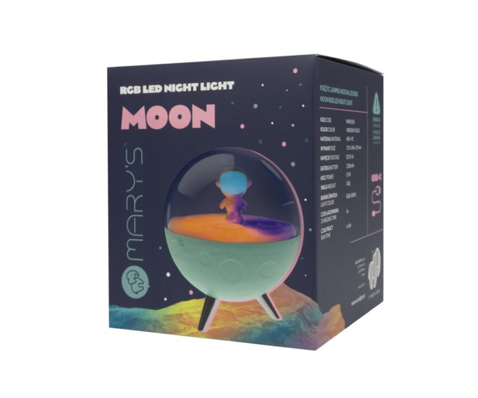 Φεγγάρι Με Αστροναύτη Παιδικό Φωτάκι Νυκτός RGB Μπλε