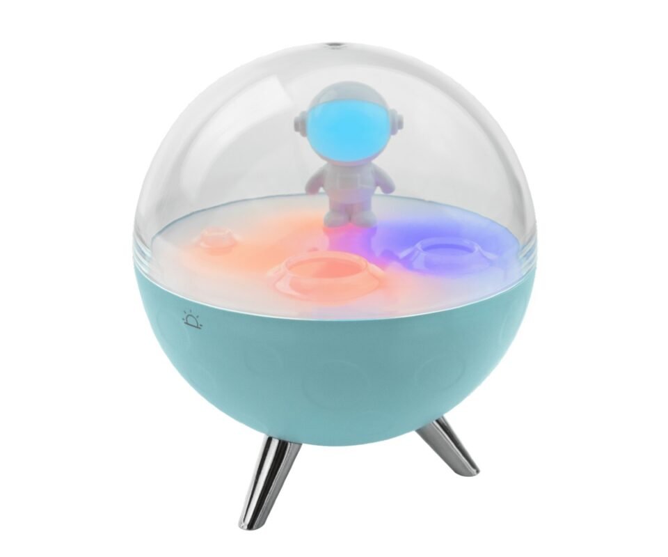 Φεγγάρι Με Αστροναύτη Παιδικό Φωτάκι Νυκτός RGB Μπλε