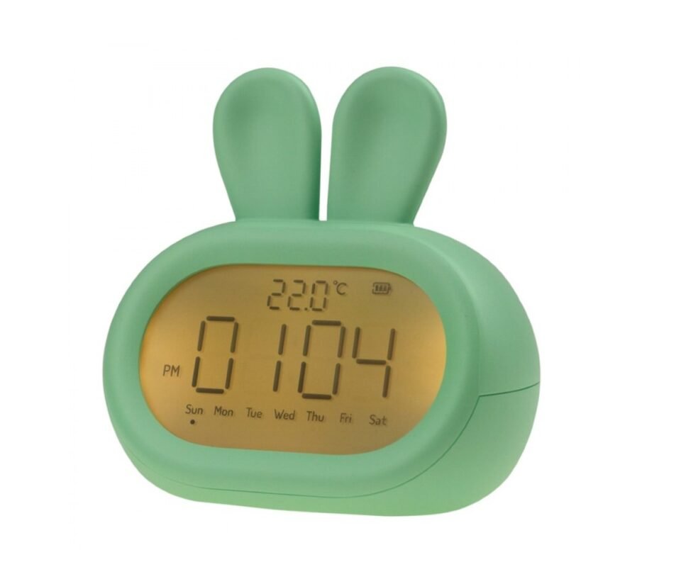 Λαγουδάκι Φωτιζόμενο Ηλεκτρονικό Ξυπνητήρι Πράσινο