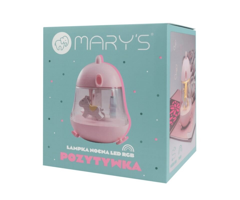 Μουσικό Κουτί Καρουζέλ Με Αλογάκια Παιδικό Φωτάκι Νυκτός RGB Ροζ