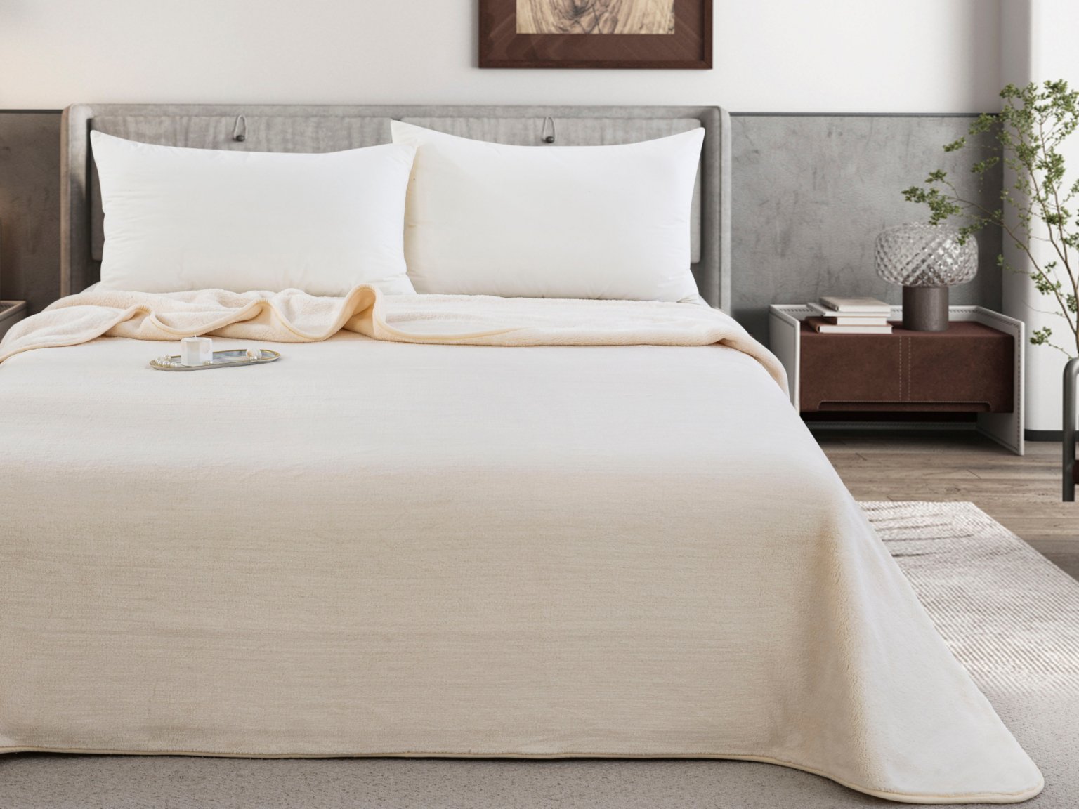 Zurigo Κουβέρτα Υ/Δ Cream στρωμένη σε κρεβάτι