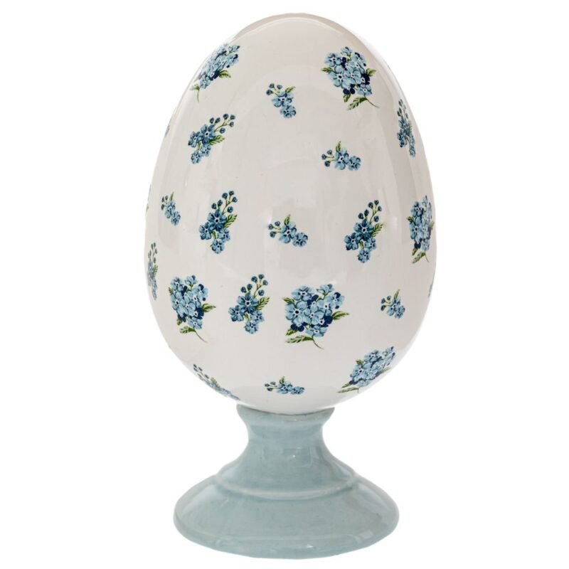 Αυγό Με Λουλούδια Σε Βάση Λευκό Σιέλ