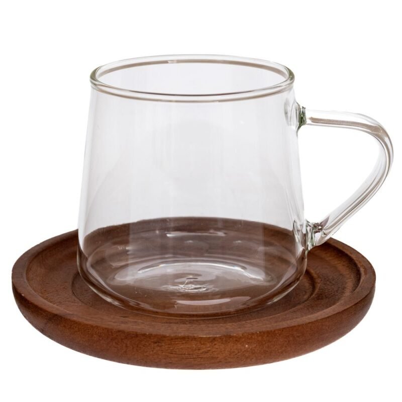 Διάφανη Κούπα Με Ξύλινο Καπάκι