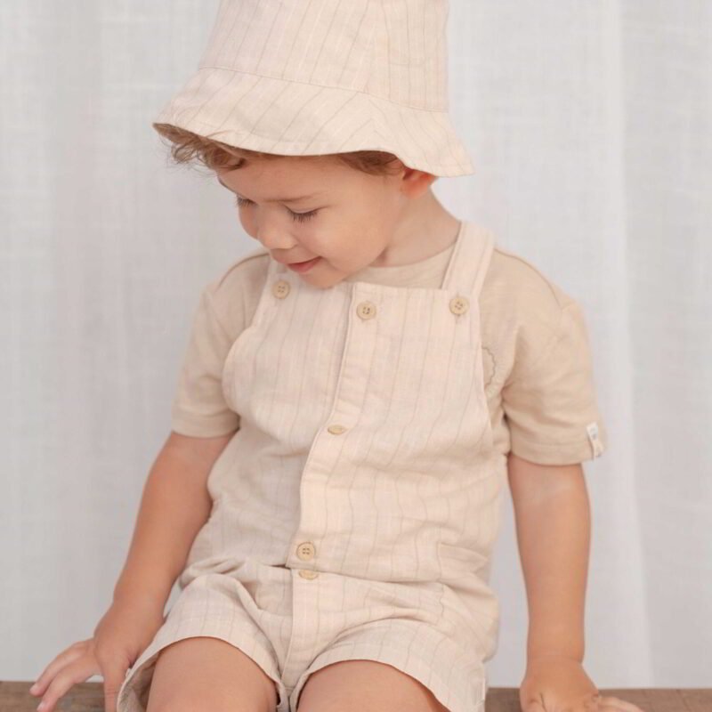 Παιδικό Καπέλο Ηλίου διπλής όψης Sand Stripes / Beige
