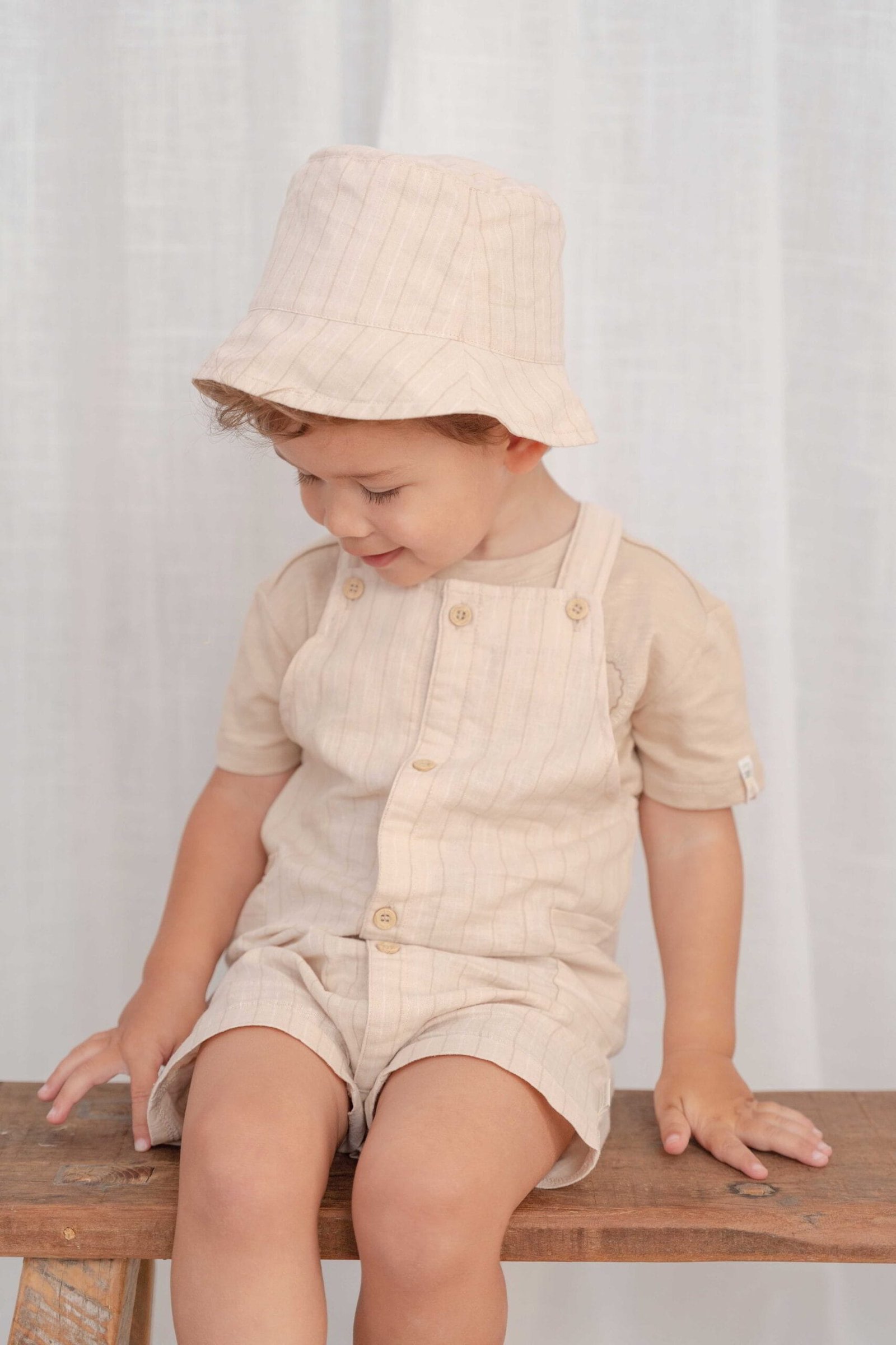 Παιδικό καπέλο ήλιου διπλής όψης Sand Stripes / Beige